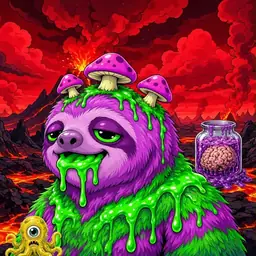 Oozlings #5690, Mutated Slime Sloth · Lava Fields