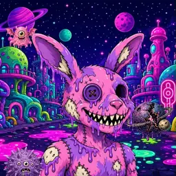 Oozlings #5693, Zombie Bunny · Neon City