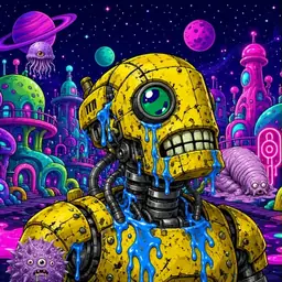 Oozlings #5698, Mutated Rusty Robot · Neon City