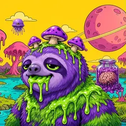 Oozlings #5707, Slime Sloth · Turquoise Swamp