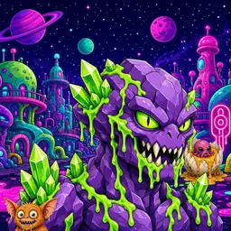 Oozlings #5722, Crystal Rock · Neon City