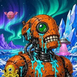 Oozlings #5723, Rusty Robot · Aurora Ice