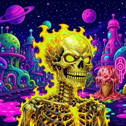 Oozlings #5725, Mutated Fire Skull · Neon City