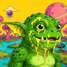 Oozlings #5727, Mutated Toad Goblin · Turquoise Swamp