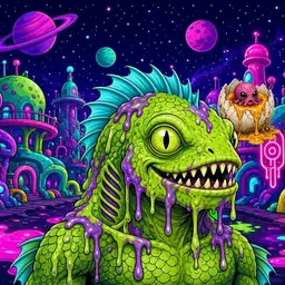 Oozlings #5728, Swamp Fish · Neon City