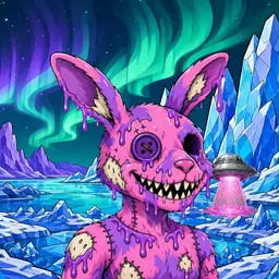 Oozlings #5741, Zombie Bunny · Aurora Ice