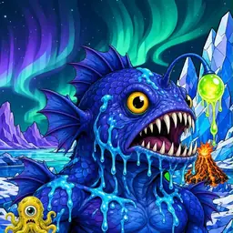 Oozlings #5745, Anglerfish · Aurora Ice