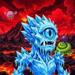 Oozlings #575, Ice Cyclops · Lava Fields