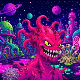 Oozlings #5752, Mutated Squid · Neon City