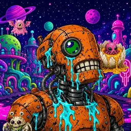 Oozlings #5753, Rusty Robot · Neon City