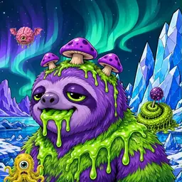 Oozlings #5758, Slime Sloth · Aurora Ice