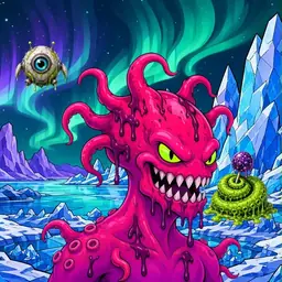 Oozlings #577, Mutated Squid · Aurora Ice