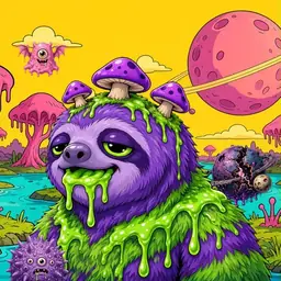 Oozlings #5781, Slime Sloth · Turquoise Swamp
