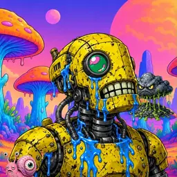 Oozlings #5787, Mutated Rusty Robot · Mushroom Desert