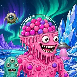 Oozlings #5788, Gumball Brain · Aurora Ice
