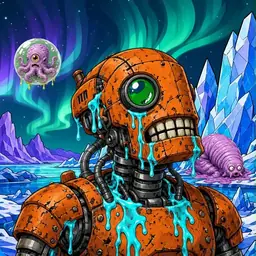 Oozlings #5789, Rusty Robot · Aurora Ice