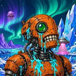 Oozlings #5812, Rusty Robot · Aurora Ice