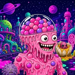 Oozlings #5822, Gumball Brain · Neon City