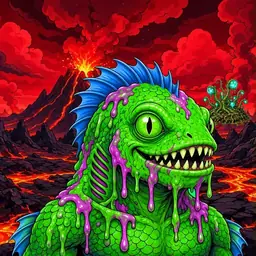 Oozlings #5831, Mutated Swamp Fish · Lava Fields