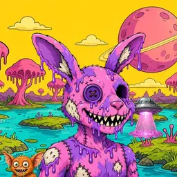 Oozlings #5837, Zombie Bunny · Turquoise Swamp