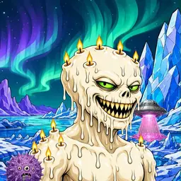 Oozlings #5843, Candle Wax · Aurora Ice