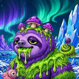Oozlings #5847, Slime Sloth · Aurora Ice