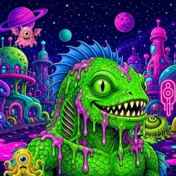 Oozlings #5849, Mutated Swamp Fish · Neon City
