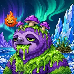 Oozlings #585, Slime Sloth · Aurora Ice