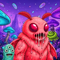 Oozlings #5857, Mutated Mutant Moth · Fungus Forest