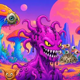 Oozlings #5858, Squid · Mushroom Desert
