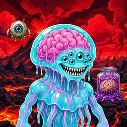 Oozlings #5863, Jellyfish Brain · Lava Fields