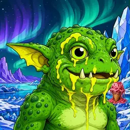 Oozlings #5866, Mutated Toad Goblin · Aurora Ice