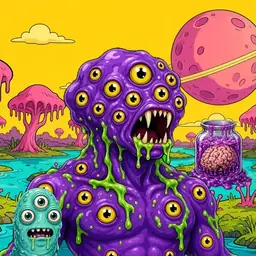 Oozlings #5868, Eyeball Cluster · Turquoise Swamp