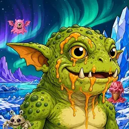 Oozlings #5875, Toad Goblin · Aurora Ice
