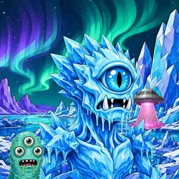Oozlings #5876, Ice Cyclops · Aurora Ice