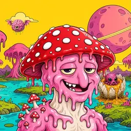 Oozlings #588, Mushroom Head · Turquoise Swamp