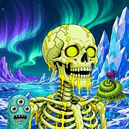 Oozlings #5889, Mutated Skull · Aurora Ice