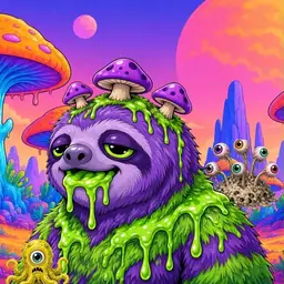 Oozlings #589, Slime Sloth · Mushroom Desert