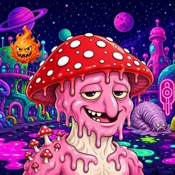 Oozlings #5894, Mushroom Head · Neon City