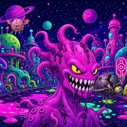Oozlings #5896, Squid · Neon City