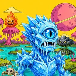 Oozlings #5899, Ice Cyclops · Turquoise Swamp