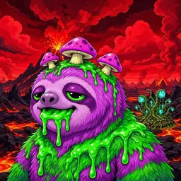 Oozlings #59, Mutated Slime Sloth · Lava Fields