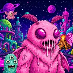 Oozlings #590, Mutant Moth · Neon City