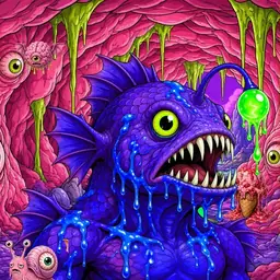 Oozlings #5907, Mutated Anglerfish · Flesh Cave