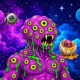 Oozlings #591, Mutated Eyeball Cluster · Void Nebula