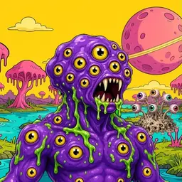 Oozlings #5920, Eyeball Cluster · Turquoise Swamp