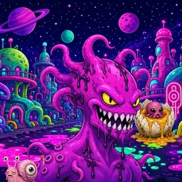 Oozlings #5925, Squid · Neon City