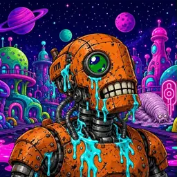 Oozlings #5927, Rusty Robot · Neon City