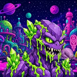 Oozlings #5939, Crystal Rock · Neon City