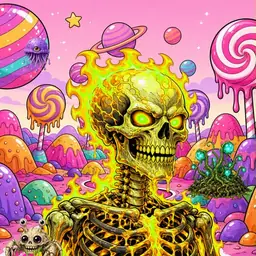 Oozlings #5940, Mutated Fire Skull · Candy Planet